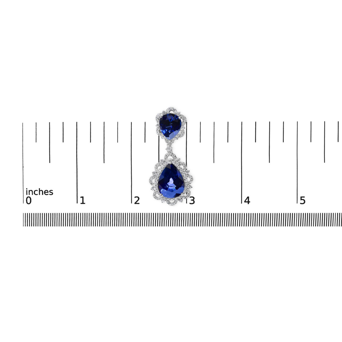 18K White Gold Blue Sapphire and Diamond 2.00 Cttw Diamond Halo Drop and Dangle Earring (G-H Color, SI1-SI2 Clarity)