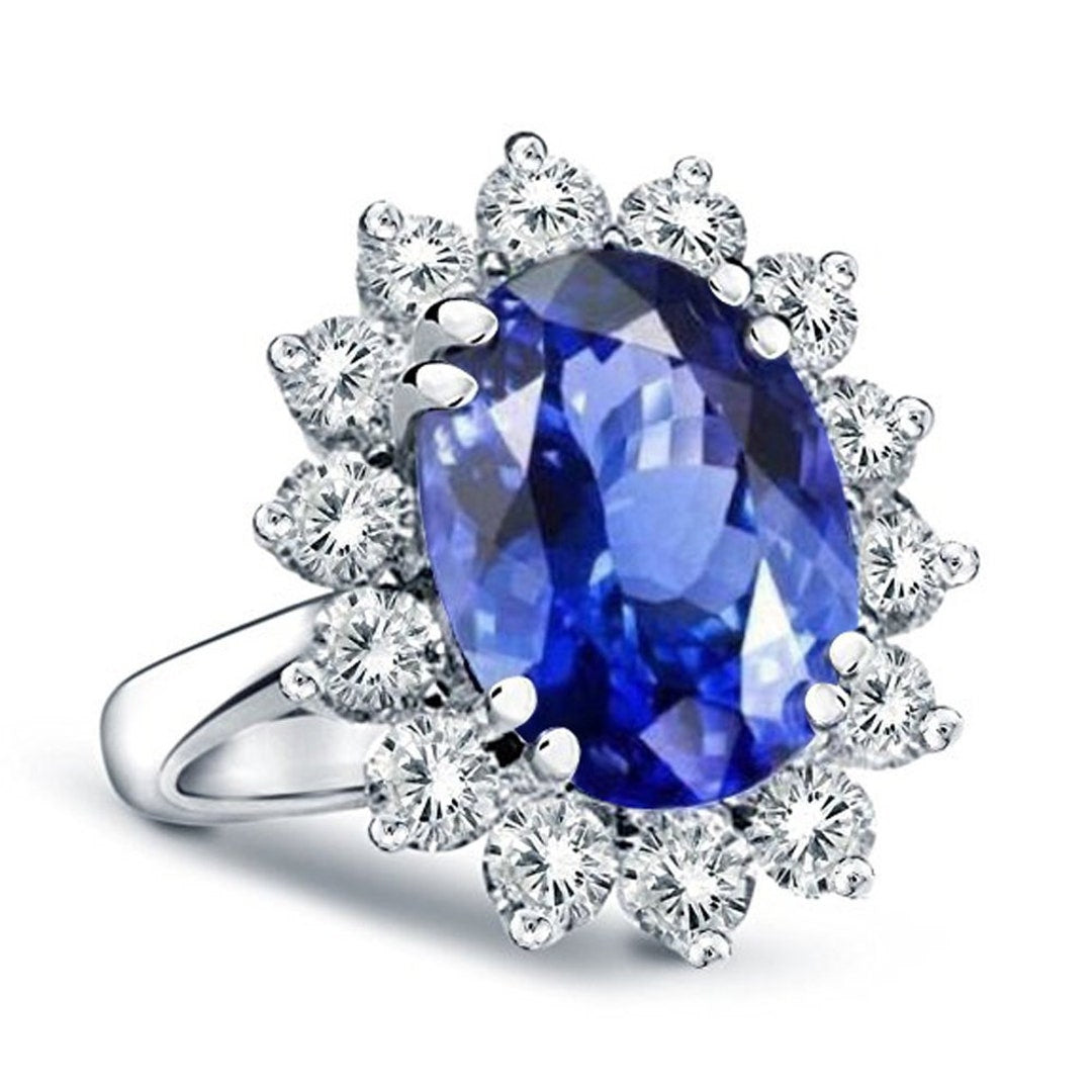 3.00ctw AGI Certified G/VS Princess Diana Inspired 14K White Gold Lab Grown Sapphire Diamond Ring