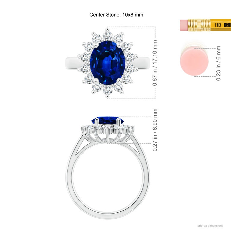 3.00ctw AGI Certified G/VS Princess Diana Inspired 14K White Gold Lab Grown Sapphire Diamond Ring